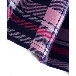Babyhug Cotton Woven Full Sleeves Checks Frock With Attached Shrug & Headband - Pink & Navy Blue