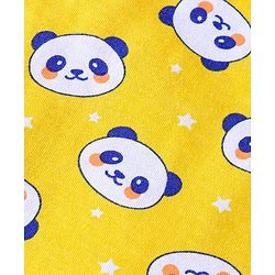 Babyhug 100% Cotton Knit Sleeveless Sando with Stripes Panda & Star Print Pack of 5 - Blue Green & Yellow
