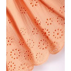 Babyhg Cotton Knit Frill Sleeves Frock With Bloomer & Head Band with Cut out Detailing - Orange