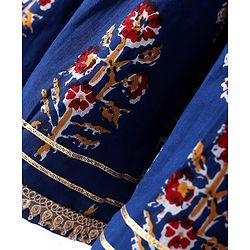 Babyhug Cotton Woven Half Sleeves Floral Printed Kurti Gharara Set with Dupatta - Navy