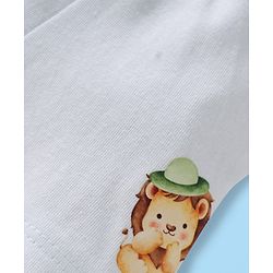 Babyhug 100% Cotton Single Jersey Knit Trunks With Stripes & Lion Print Pack Of 3 - White & Light Green