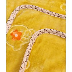 Babyhug Premium Embossed Mink Blanket Rabbit Print - Yellow