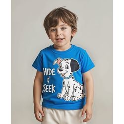 Babyhug Disney Single Jersey Knit Half Sleeves T-Shirt with 101 Dalmatians Front & Back Graphics - Blue