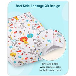 Babyhug 100% Cotton Padded Underwear Training Diapers Animals Print Pack of 3 Size 1 - Multicolor