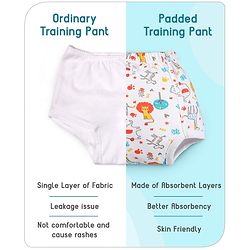 Babyhug 100% Cotton Padded Underwear Training Diapers Animals Print Pack of 3 Size 1 - Multicolor