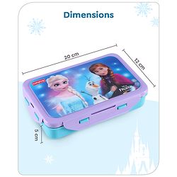 Babyhug Disney Frozen 3D Stainless Steel Lunch box with inner container,700ml & 100ml, Airtight Lunch for School Kids|BPA Free|100% Food Grade|Dishwasher Safe|Reusable|Recyclable- Lavender