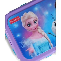 Babyhug Disney Frozen 3D Stainless Steel Lunch box with inner container,700ml & 100ml, Airtight Lunch for School Kids|BPA Free|100% Food Grade|Dishwasher Safe|Reusable|Recyclable- Lavender