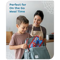 Babyhug Marvel Spiderman 3D Stainless Steel Lunch box with inner container,700ml & 100ml, Airtight Lunch for School Kids|BPA Free|100% Food Grade|Dishwasher Safe|Reusable|Recyclable- Red