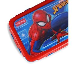 Babyhug Marvel Spiderman 3D Stainless Steel Lunch box with inner container,700ml & 100ml, Airtight Lunch for School Kids|BPA Free|100% Food Grade|Dishwasher Safe|Reusable|Recyclable- Red