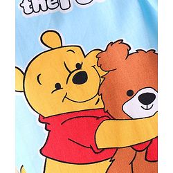 Babyhug Disney Cotton Woven Full Sleeves Front Open Night Suit with Winnie the Pooh Graphics - Light Blue
