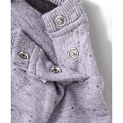 Babyhug Terry Knit Full Sleeves T-Shirt & Lounge Pant Set With Bear Patch & Text Embroidery - Grey & Black