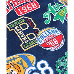 Babyhug Cotton Knit Full Sleeves Shirt with Sports Text Print- Navy Blue