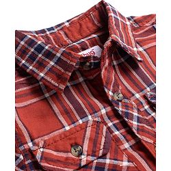 Babyhug Cotton Woven Full Sleeves Checkered Shirt - Rust Orange