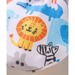 Babyhug Interlock Knit Caps Mittens & Booties With Animal Print - White