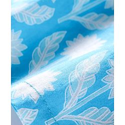 Babyhug Woven Three Fourth Sleeves Cambric Floral Printed Kurti Palazzo & Dupatta Set - Light Blue