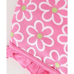 Babyhug 100% Cotton Knit Tie Knot Bonnet Cap Floral & Polka Dot Print Pack of 2 - Pink & Light Green