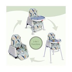 Babyhug Comfy 3 in 1 High Chair with Printed Cushion-Blue