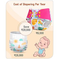 Babyhug Free Size Reusable Cloth Diaper With Inserts & Contrast Flap Pack of 3 - Pink & Orange