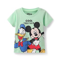 Babyhug Disney Single Jersey Knit Half Sleeves T-Shirt With Mickey Mouse Graphics - Sea Green