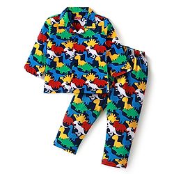 Babyhug Cotton Knit Full Sleeves Night Suit with Aeroplane Print - Navy Blue