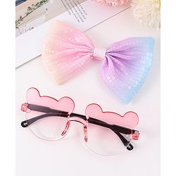 Babyhug Bow & Sunglasses Combo Set Free Size - Pink