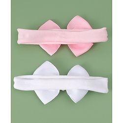 Babyhug Headbands With Bow Applique Pack of 2 - Pink & White