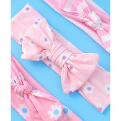 Babyhug Headbands with Bow Applique & Floral Print Free Size Pack of 3 - Pink