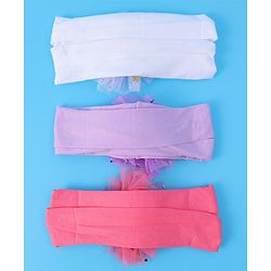 Babyhug Headbands with Bow Applique Free Size Pack of 3 - Dark Pink White & Purple