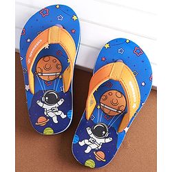 Cute Walk by Babyhug Slip on Flip Flops with Space Theme - Blue