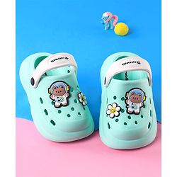 Cute Walk by Babyhug Clogs With Backstrap Closure Space & Floral Appliques - Mint