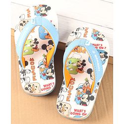 Cute Walk by Babyhug Disney Slip On Flip Flops with Mickey Mouse Print - Light Blue