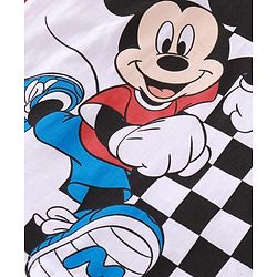 Babyhug Disney Terry Knit Full Sleeves T-Shirt & Lounge Pant Set With Mickey Mouse Graphics - Red & White