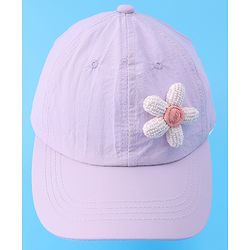Babyhug Free Size Baseball Cap With Floral Applique - Purple