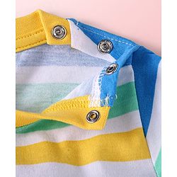 Babyhug Cotton Knit Half Sleeves T-Shirts with Cut & Sew Stripes & Text Print Pack of 3 - White