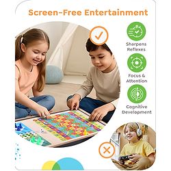 Babyhug Disney Mickey & Friends Theme 3 in 1 Fastest Finger Game |Improves Hand eye Co-ordination| Learning and Educational Toy| Family Board Game with Sling Puck Board,Ludo Snake & Ladder|Indoor Toys & Games for Kids.