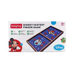 Babyhug Disney Mickey & Friends Theme 3 in 1 Fastest Finger Game |Improves Hand eye Co-ordination| Learning and Educational Toy| Family Board Game with Sling Puck Board,Ludo Snake & Ladder|Indoor Toys & Games for Kids.