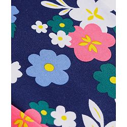 Babyhug Cotton Lycra Knit Full Length Leggings with Floral Print -Navy Blue