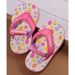 Cute Walk by Babyhug Flip Flops With Back Strap Closure Floral Print - Pink
