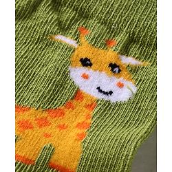Cute Walk by Babyhug Knit Ankle Length Antibacterial Anti Skid Socks with Stripes & Animal Design Pack of 3 - White Green & Yellow