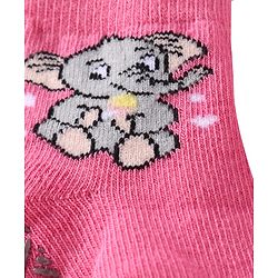 Cute Walk by Babyhug Knit Ankle Length Antibacterial Anti Skid Socks with Polka Dots Animal & Popsical Design Pack of 3 - Pink Lavender & Dark Pink