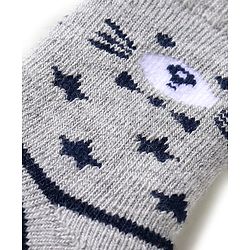 Cute Walk by Babyhug Terry Knit Ankle Length Antibacterial Socks with Stripes & Animal Design Pack of 3 - Navy Blue & Grey