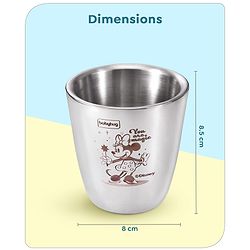 Babyhug Disney Mickey Mouse Stainless Steel Double Wall Tumbler Silver - 120 ml