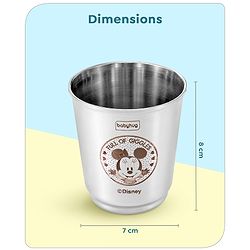 Babyhug Disney Minnie Mouse Stainless Steel Tumbler Set of 2 | Easy to Clean & Maintain| Encourage Self Feeding| Laser Print| Dishwasher Safe| Gifting Option Silver - 120 ml