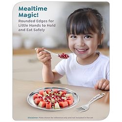 Babyhug Disney Mickey Mouse Stainless Steel Fork & Spoon Set | Easy to Clean & Maintain| Encourage Self Feeding| Laser Print| Dishwasher Safe| Gifting Option - Silver