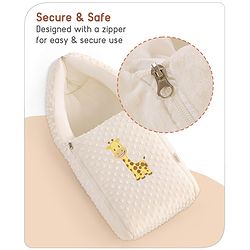 Babyhug Sleeping Bag Feeding Pillow & Blanket Combo Set with Giraffe Embroidery - White