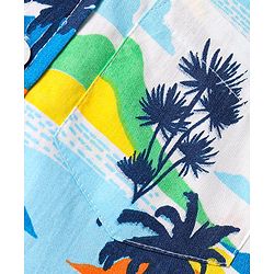Babyhug Cotton Half Sleeves Shirt with Beach Theme Print- Light Blue & White