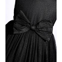 Babyhug Woven Sleeveless Shimmer Party Dress with Bow Applique - Black
