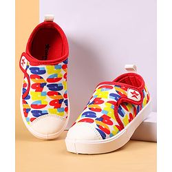 Cute Walk by Babyhug Casual Shoes with Velcro Closer & Numbers Print - Red