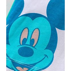 Babyhug Disney Cotton Knit Half Sleeves T-Shirt & Denim Shorts Set with Mickey Mouse Print - White Blue
