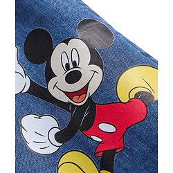 Babyhug Disney Knit Half Sleeves Denim Shirt with Mickey Mouse & Family Graphics - Navy Blue